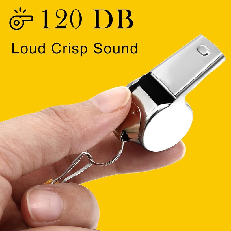 Kingdder 100 Pcs Metal Referee Whistle Bulk for Coach Whistles for Adults with Lanyard Stainless Steel Sports Whistle Emergency Loud Sound Whistle for Teachers Polices School Sports - Image 4